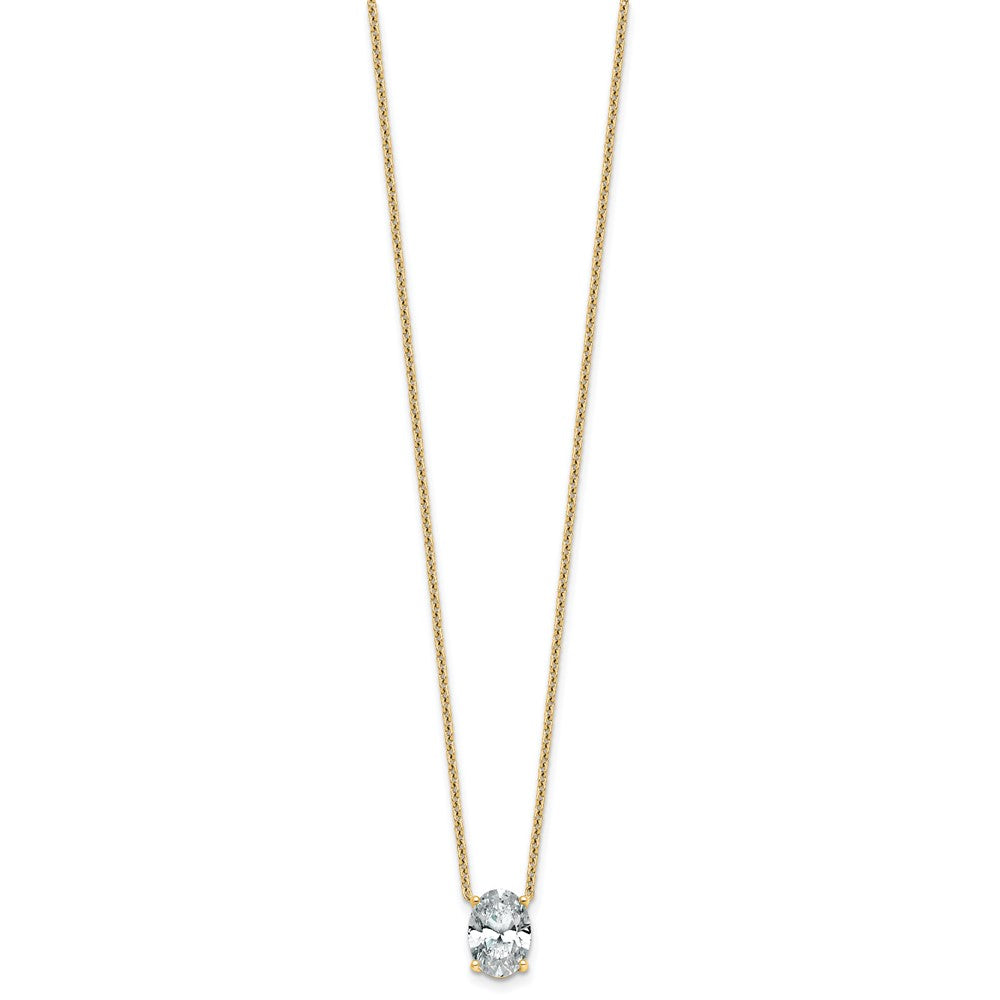 14k 2ct Lab Grown Diamond VS+ F+ Oval Comp 18in Pendant Necklace