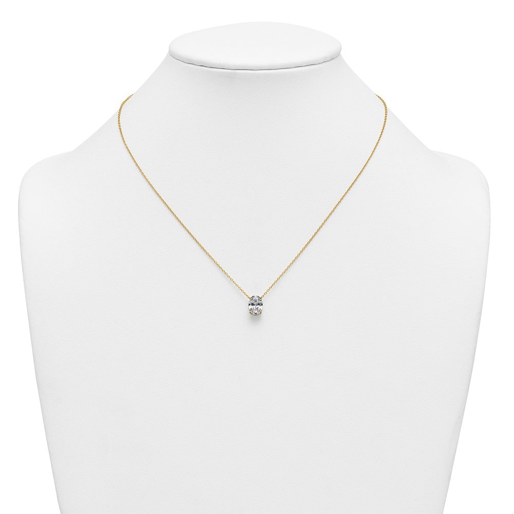 14k 2ct Lab Grown Diamond VS+ F+ Oval Comp 18in Pendant Necklace