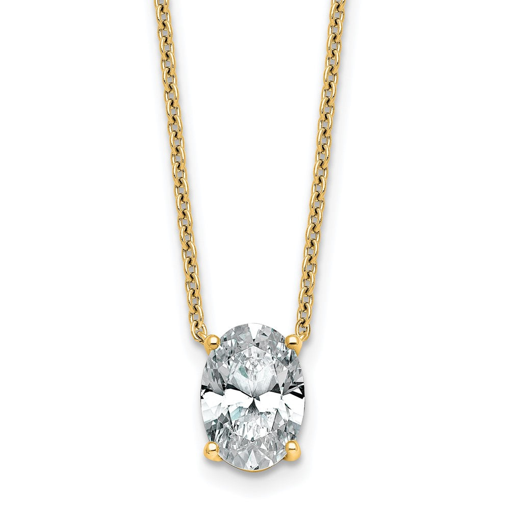 14k 2ct Cert Lab Grown Diamond VS+ F+ Oval Comp 18in Pendant Necklace