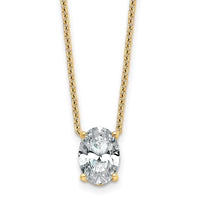 14k 2ct Cert Lab Grown Diamond VS+ F+ Oval Comp 18in Pendant Necklace