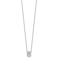 14kw 2 1/2ct Cert Lab Grown Dia VS+ F+ Oval Comp 18in Pendant Necklace