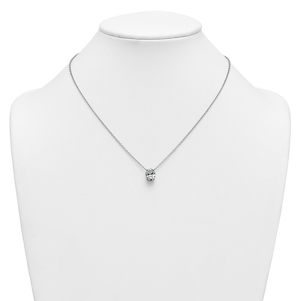 14kw 2 1/2ct Lab Grown Dia VS+ F+ Oval Comp 18in Pendant Necklace
