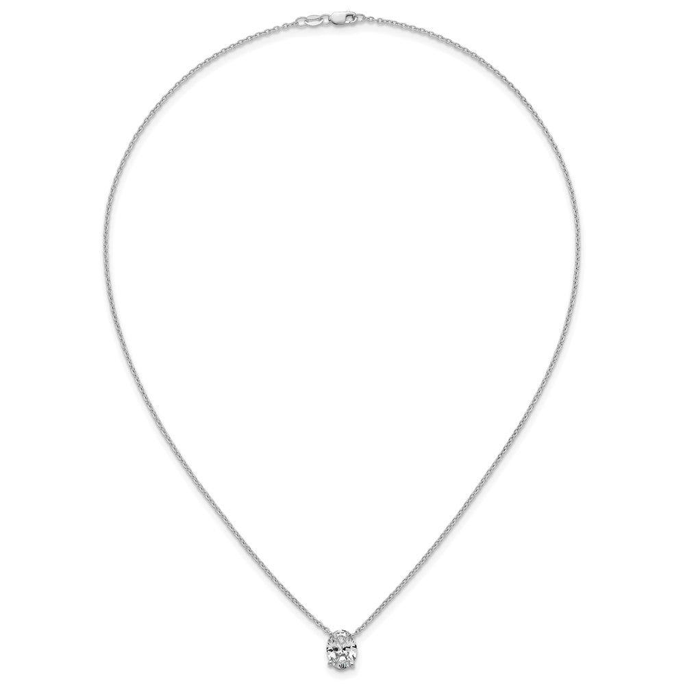 14kw 2 1/2ct Lab Grown Dia VS+ F+ Oval Comp 18in Pendant Necklace
