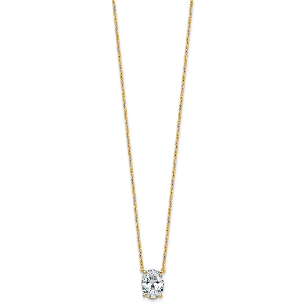 14k 2 1/2ct Lab Grown Diamond VS+ F+ Oval Comp 18in Pendant Necklace