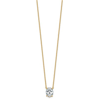14k 2 1/2ct Lab Grown Diamond VS+ F+ Oval Comp 18in Pendant Necklace