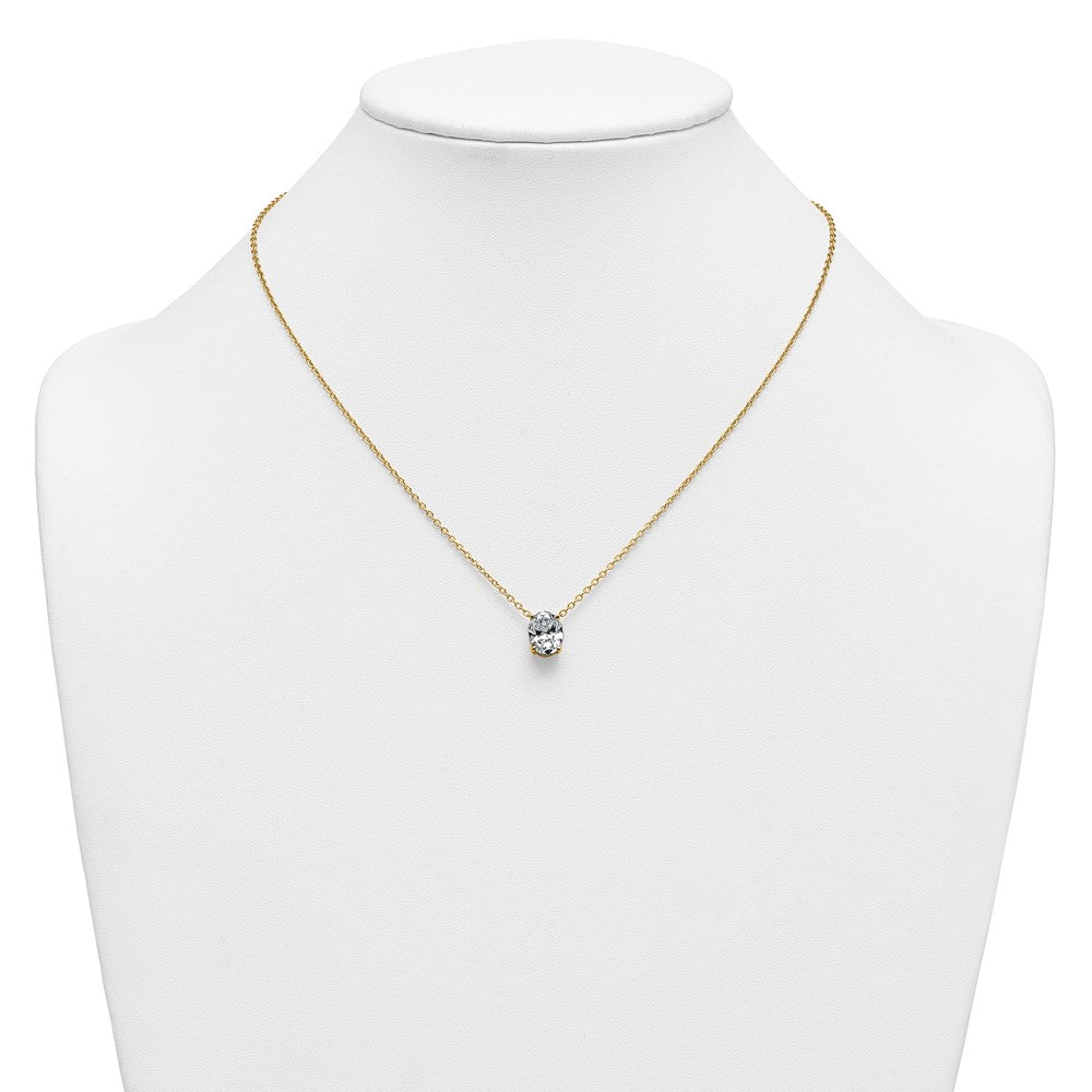 14k 2 1/2ct Lab Grown Diamond VS+ F+ Oval Comp 18in Pendant Necklace