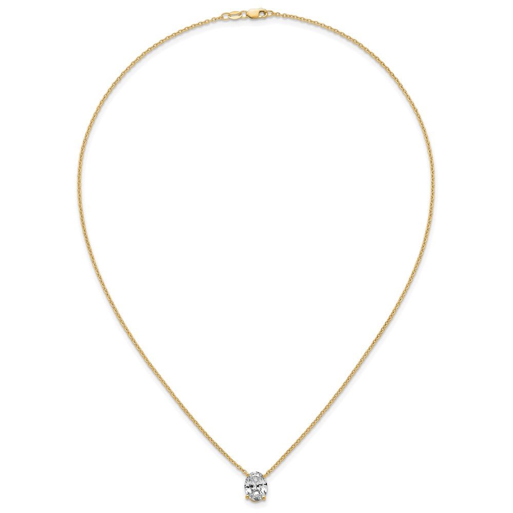 14k 2 1/2ct Lab Grown Diamond VS+ F+ Oval Comp 18in Pendant Necklace