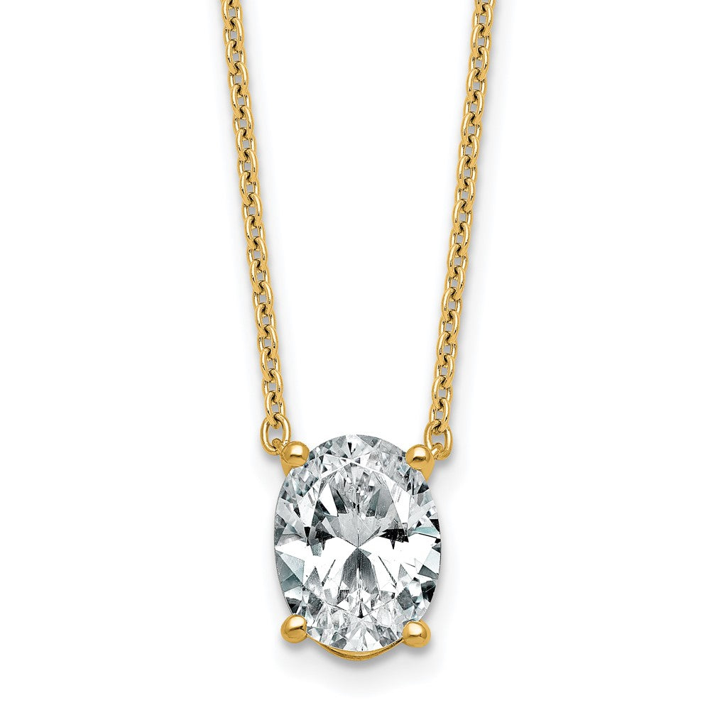 14k 2 1/2ct Lab Grown Diamond VS+ F+ Oval Comp 18in Pendant Necklace