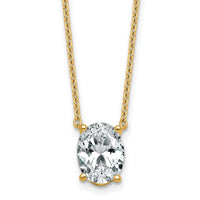 14k 2 1/2ct Lab Grown Diamond VS+ F+ Oval Comp 18in Pendant Necklace