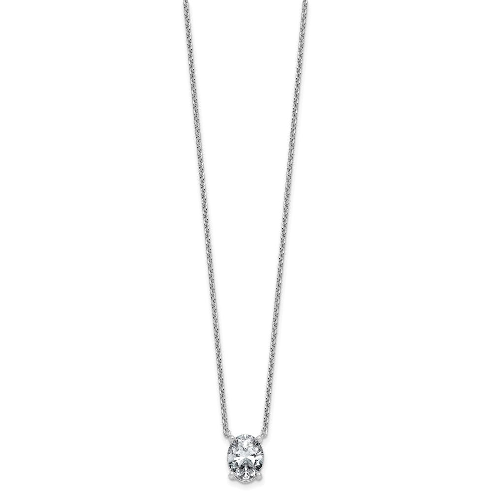 14kw 3ct Cert Lab Grown Dia VS+ F+ Oval Comp 18in Pendant Necklace