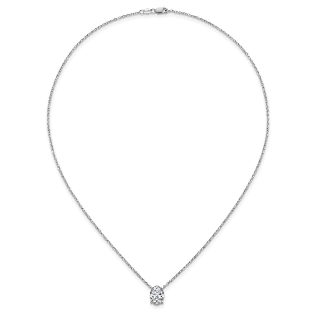 14kw 3ct Cert Lab Grown Dia VS+ F+ Oval Comp 18in Pendant Necklace