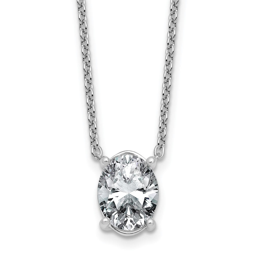14kw 3ct Cert Lab Grown Dia VS+ F+ Oval Comp 18in Pendant Necklace