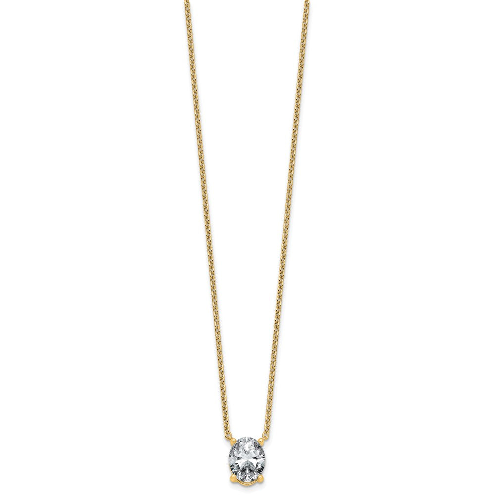 14k 3ct Lab Grown Diamond VS+ F+ Oval Comp 18in Pendant Necklace