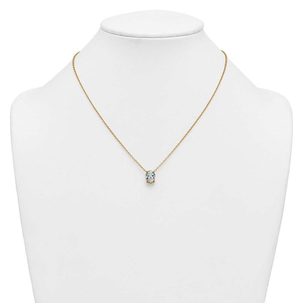 14k 3ct Cert Lab Grown Diamond VS+ F+ Oval Comp 18in Pendant Necklace