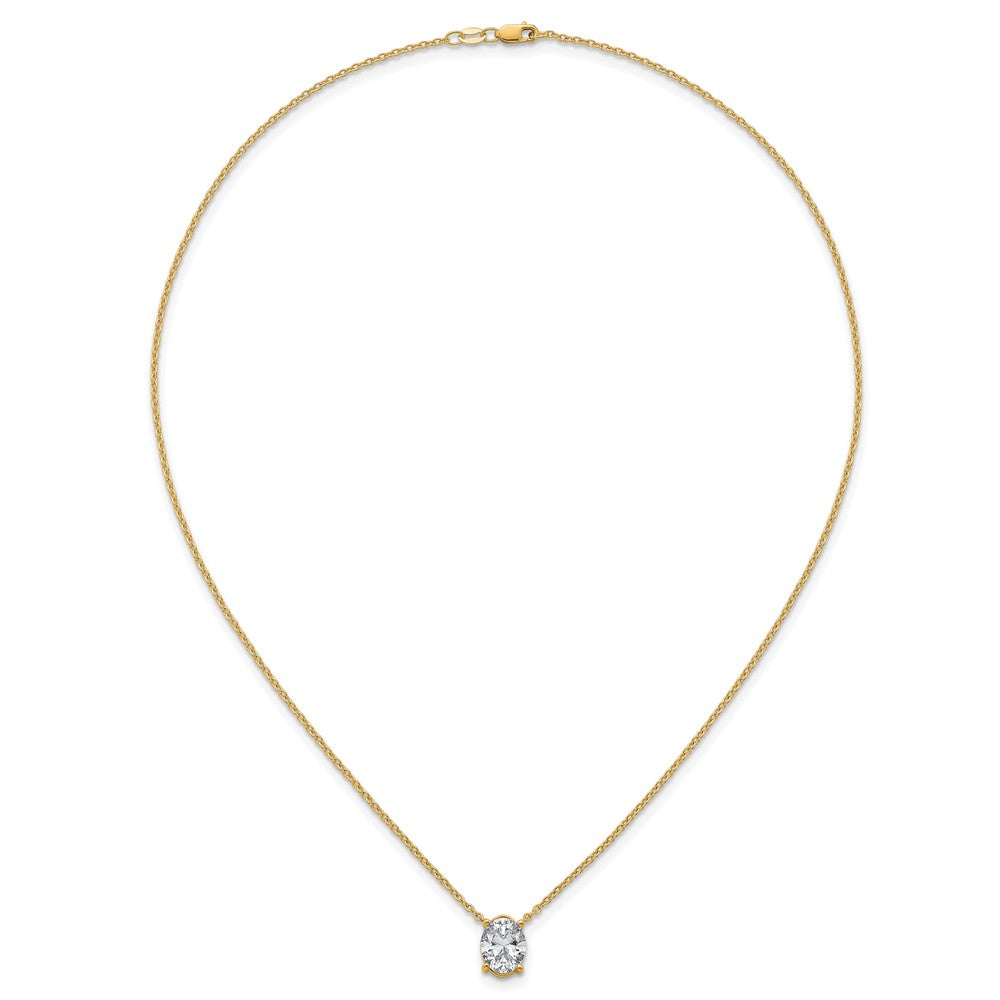 14k 3ct Lab Grown Diamond VS+ F+ Oval Comp 18in Pendant Necklace