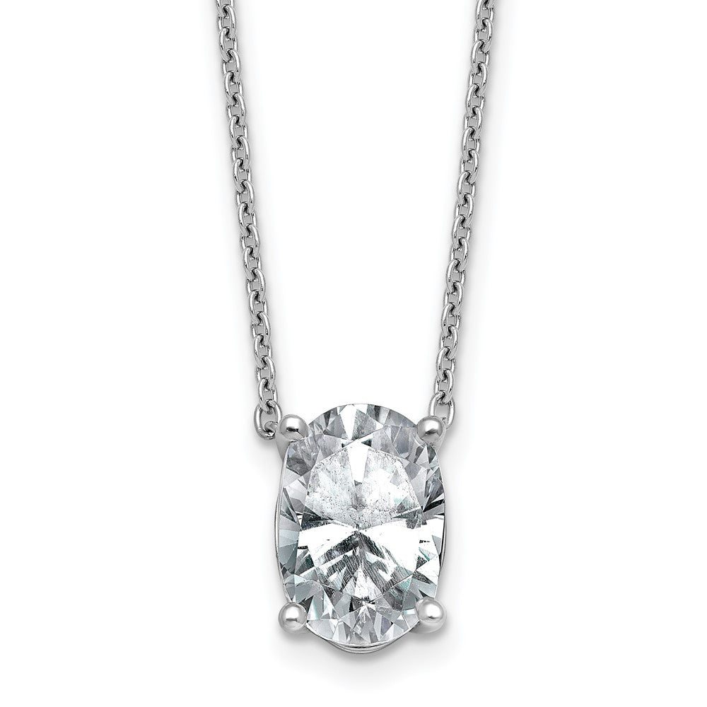 14kw 3 1/2ct Cert Lab Grown Dia VS+ F+ Oval Comp 18in Pendant Necklace