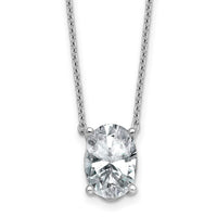 14kw 3 1/2ct Cert Lab Grown Dia VS+ F+ Oval Comp 18in Pendant Necklace
