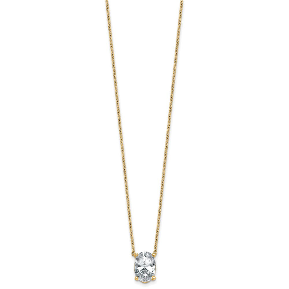 14k 3 1/2ct Lab Grown Diamond VS+ F+ Oval Comp 18in Pendant Necklace