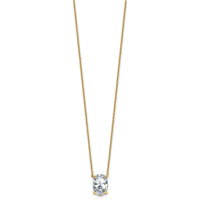 14k 3 1/2ct Lab Grown Diamond VS+ F+ Oval Comp 18in Pendant Necklace