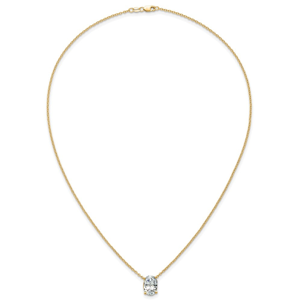 14k 3 1/2ct Lab Grown Diamond VS+ F+ Oval Comp 18in Pendant Necklace