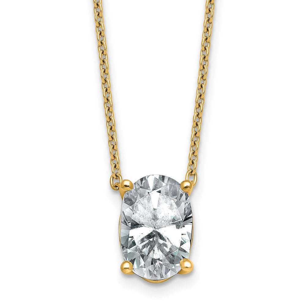 14k 3 1/2ct Lab Grown Diamond VS+ F+ Oval Comp 18in Pendant Necklace