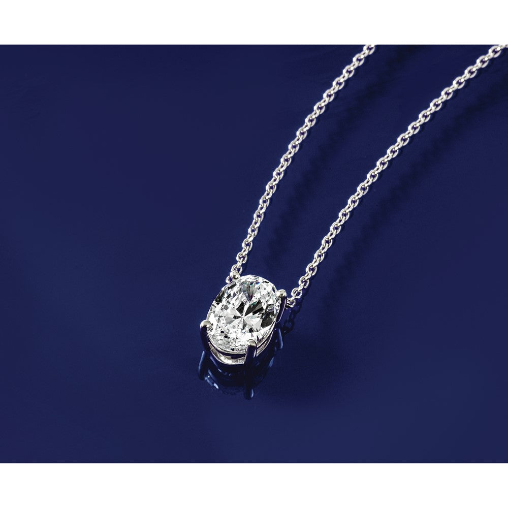14kw 3ct Lab Grown Diamond VS+ F+ Oval Comp 18in Pendant Necklace