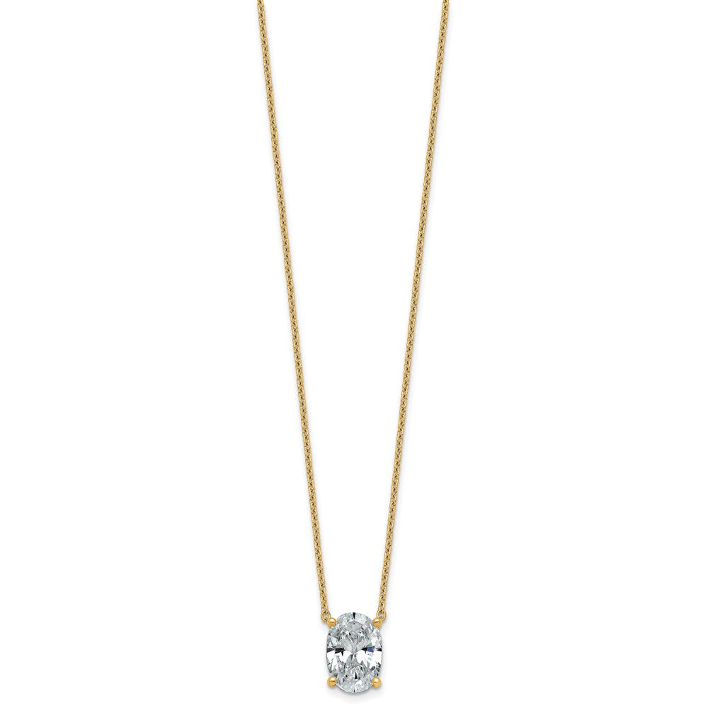 14k 4ct Lab Grown Diamond VS+ F+ Oval Comp 18in Pendant Necklace