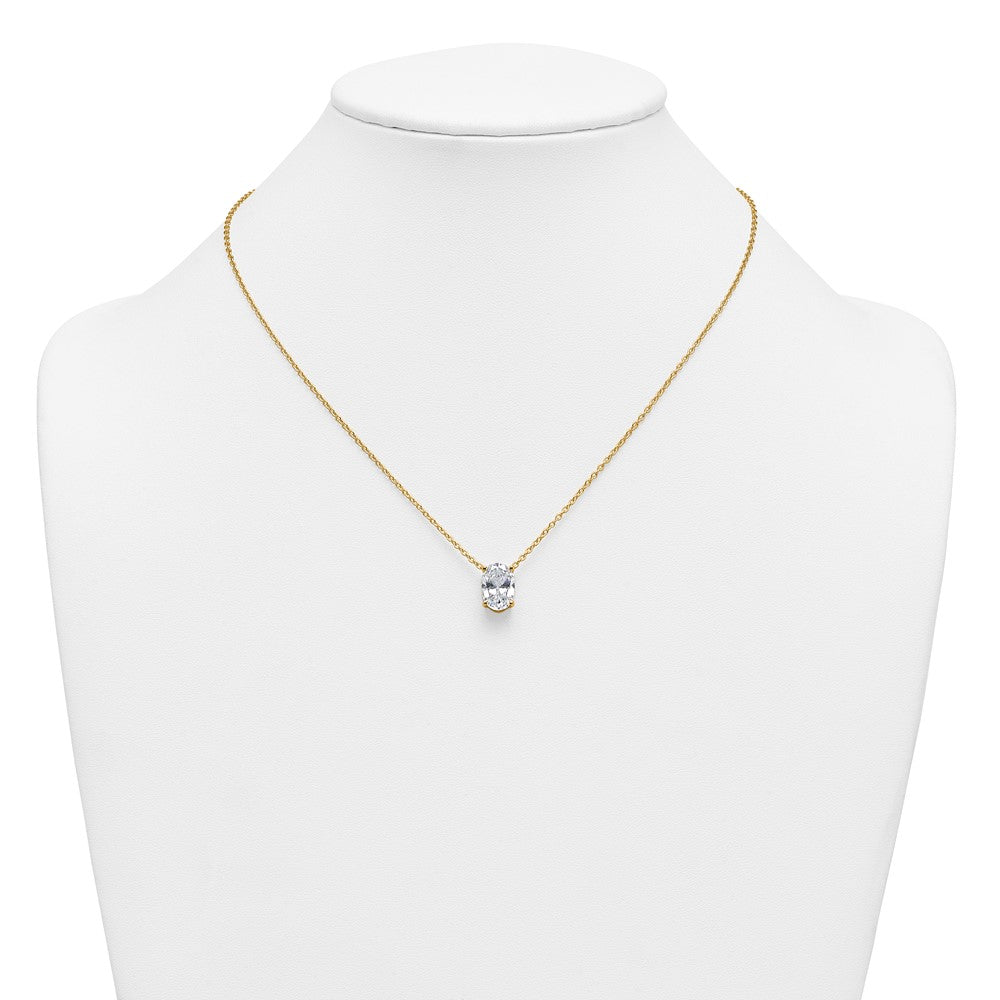 14k 4ct Lab Grown Diamond VS+ F+ Oval Comp 18in Pendant Necklace