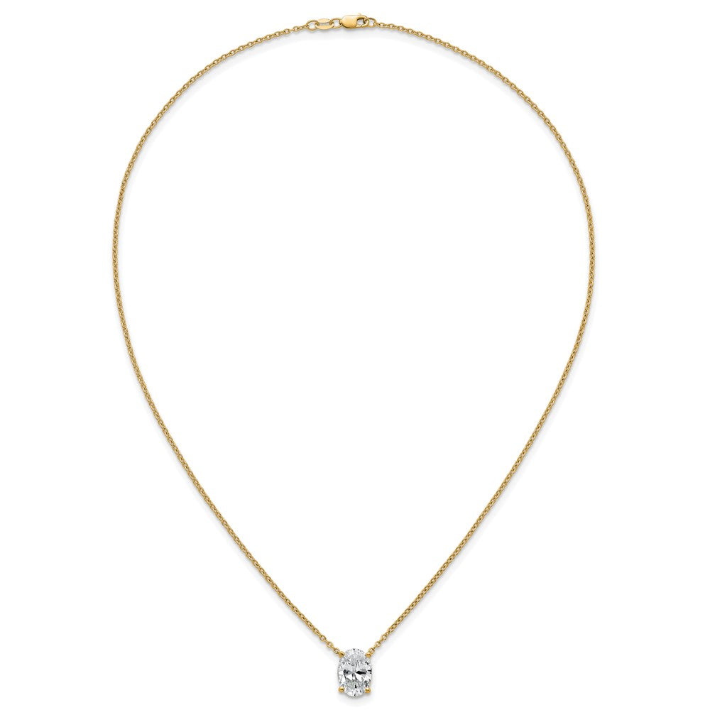 14k 4ct Lab Grown Diamond VS+ F+ Oval Comp 18in Pendant Necklace