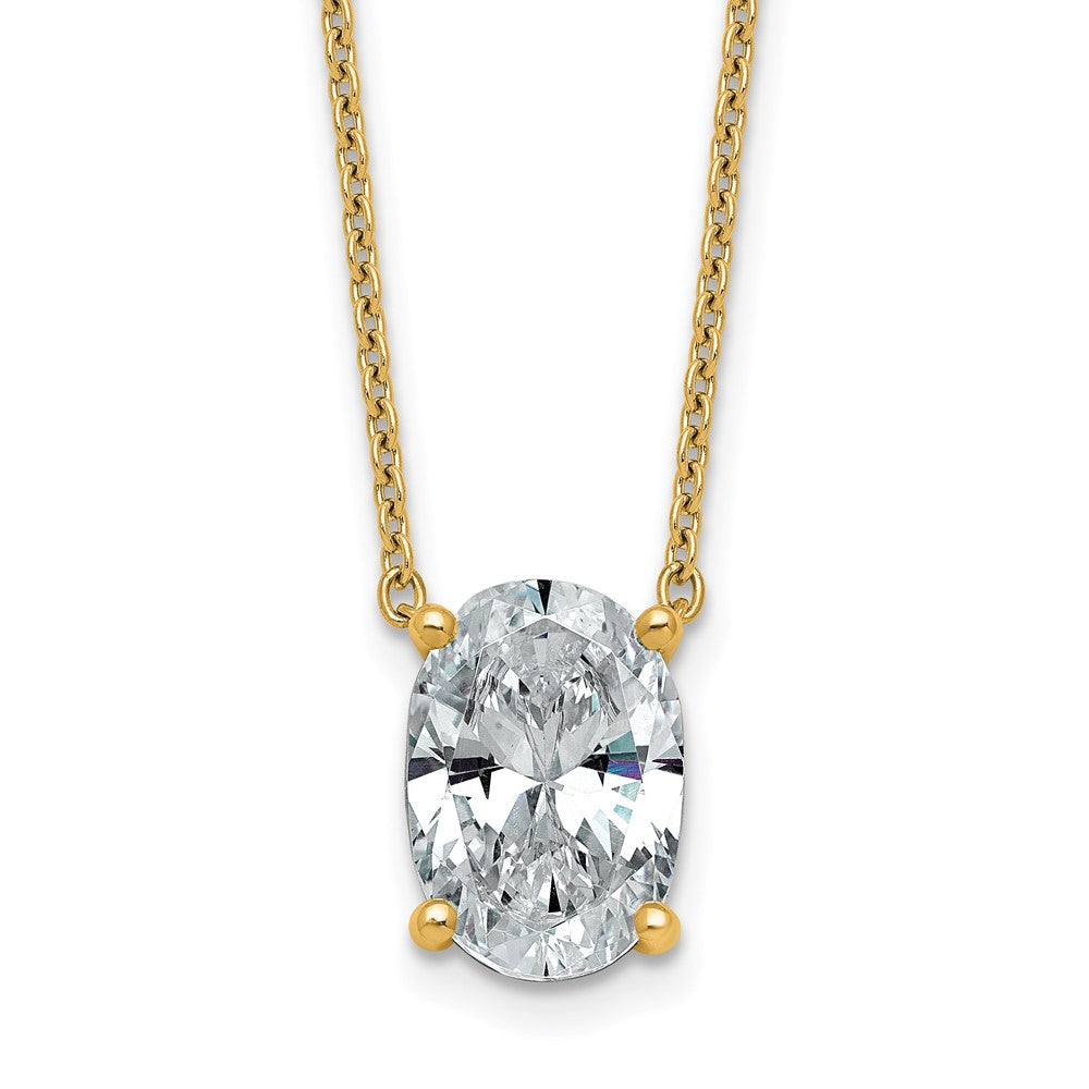 14k 4ct Lab Grown Diamond VS+ F+ Oval Comp 18in Pendant Necklace