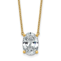 14k 4ct Lab Grown Diamond VS+ F+ Oval Comp 18in Pendant Necklace