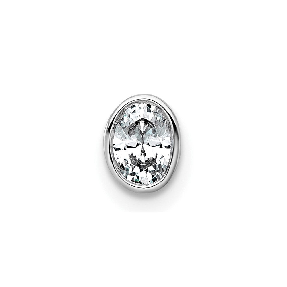 14kw 1/4ct Lab Grown Dia VS+ F+ Oval Comp Bezel Set Chain Slide Pendant