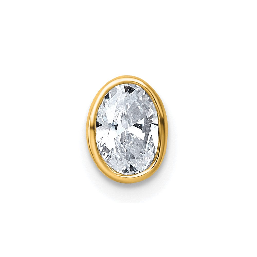 14k 1/2ct Lab Grown Dia VS+ F+ Oval Comp Bezel Set Chain Slide Pendant