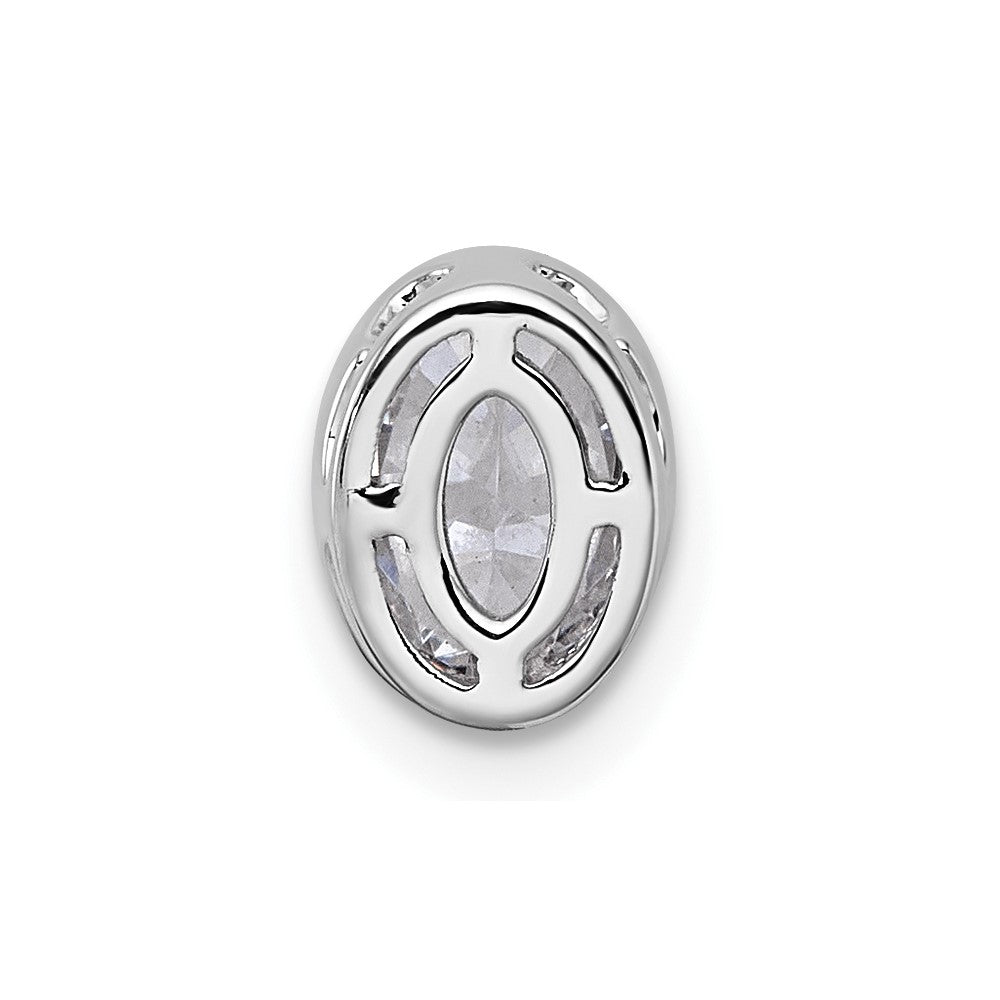 14k White Gold 3/4ct Lab Grown Dia VS+ F+ Oval Comp Bezel Set Chain Slide