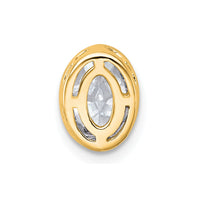 14k 1ct Lab Grown Dia VS+ F+ Oval Complete Bezel Set Chain Slide Pendant