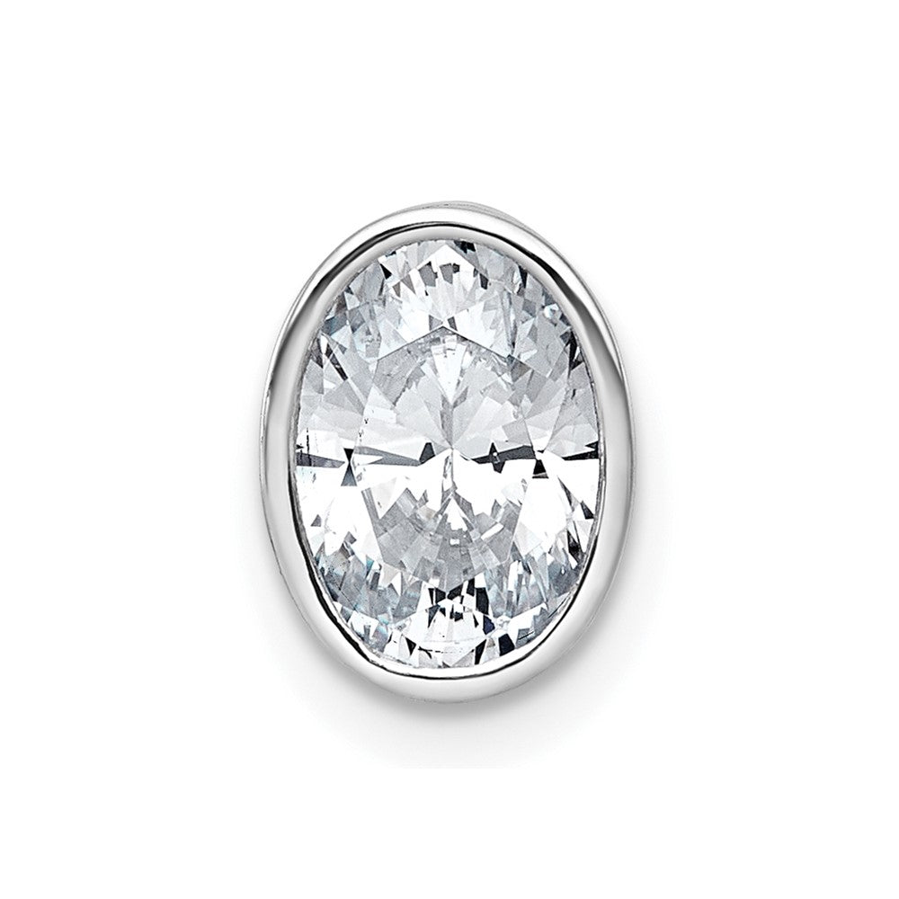 14kw 1 1/2ct Cert Lab Grown Dia VS+ F+ Oval Comp Bezel Set Chain Slide