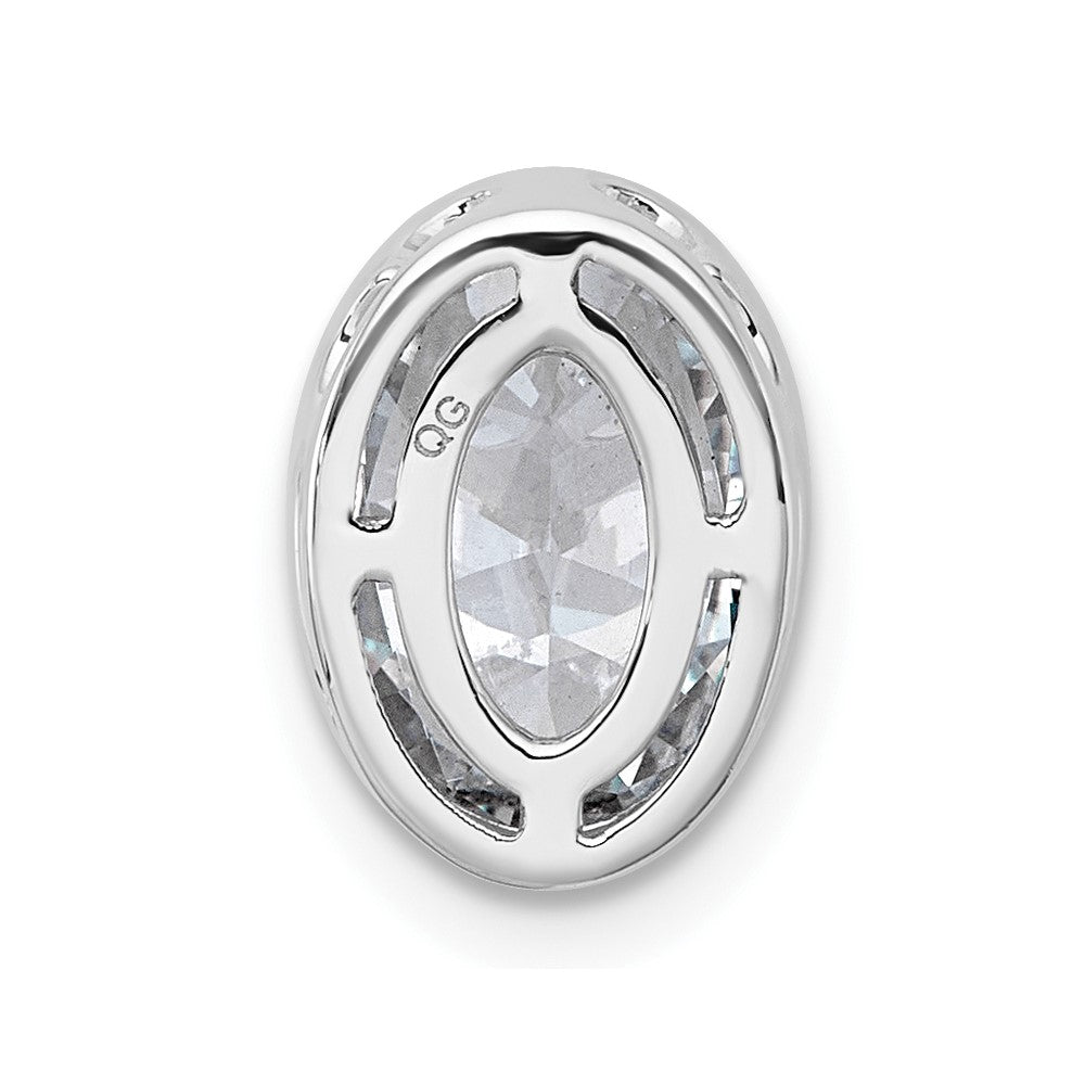 14kw 2ct Lab Grown Dia VS+ F+ Oval Comp Bezel Set Chain Slide Pendant