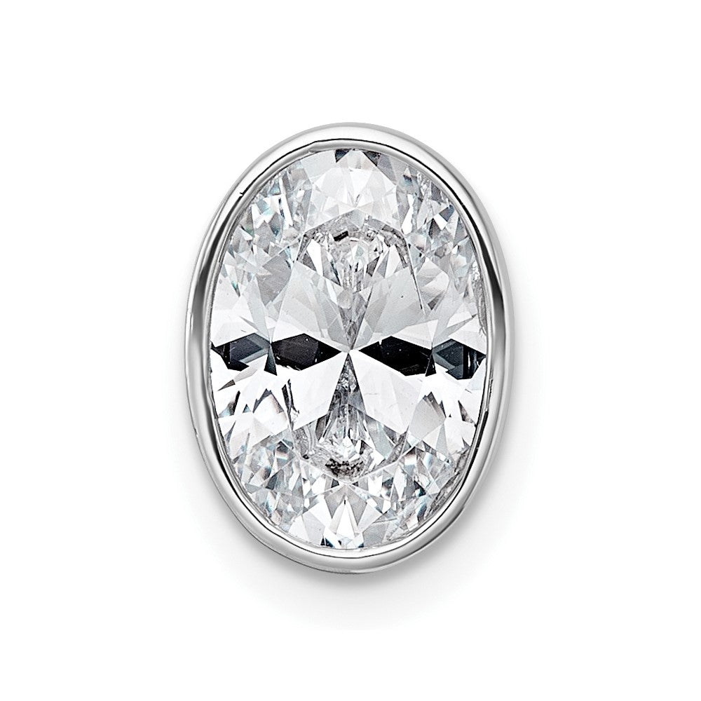 14kw 2ct Lab Grown Dia VS+ F+ Oval Comp Bezel Set Chain Slide Pendant