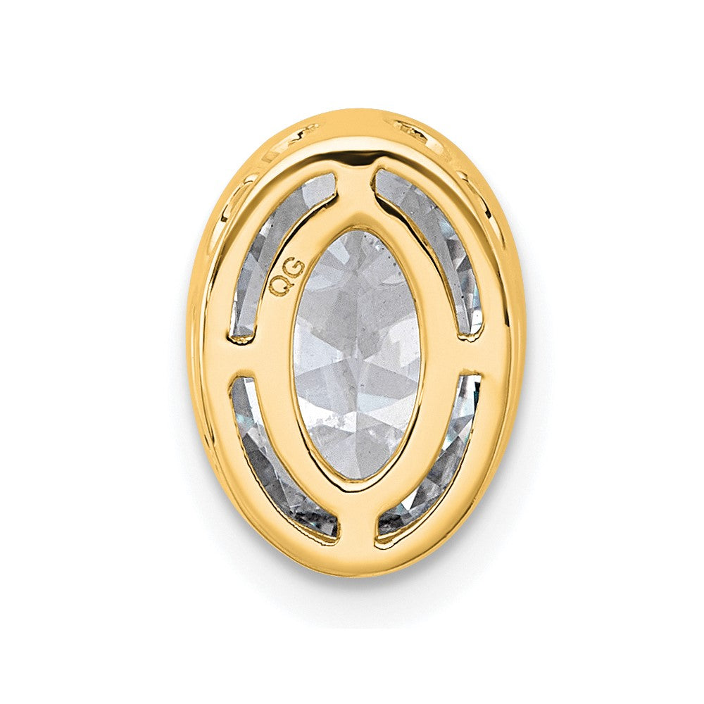 14k 2ct Cert Lab Grown Dia VS+ F+ Oval Comp Bezel Set Chain Slide Pendant