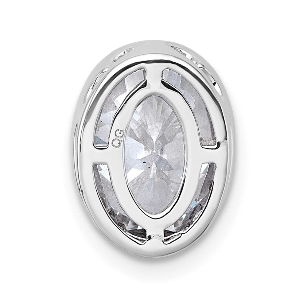 14kw 2 1/2ct Cert Lab Grown Dia VS+ F+ Oval Comp Bezel Set Chain Slide