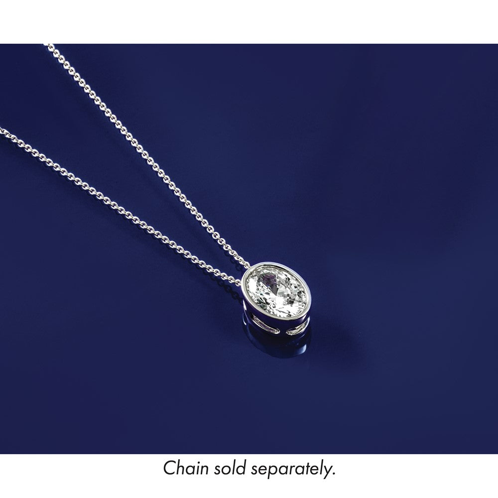 14kw 2 1/2ct Cert Lab Grown Dia VS+ F+ Oval Comp Bezel Set Chain Slide