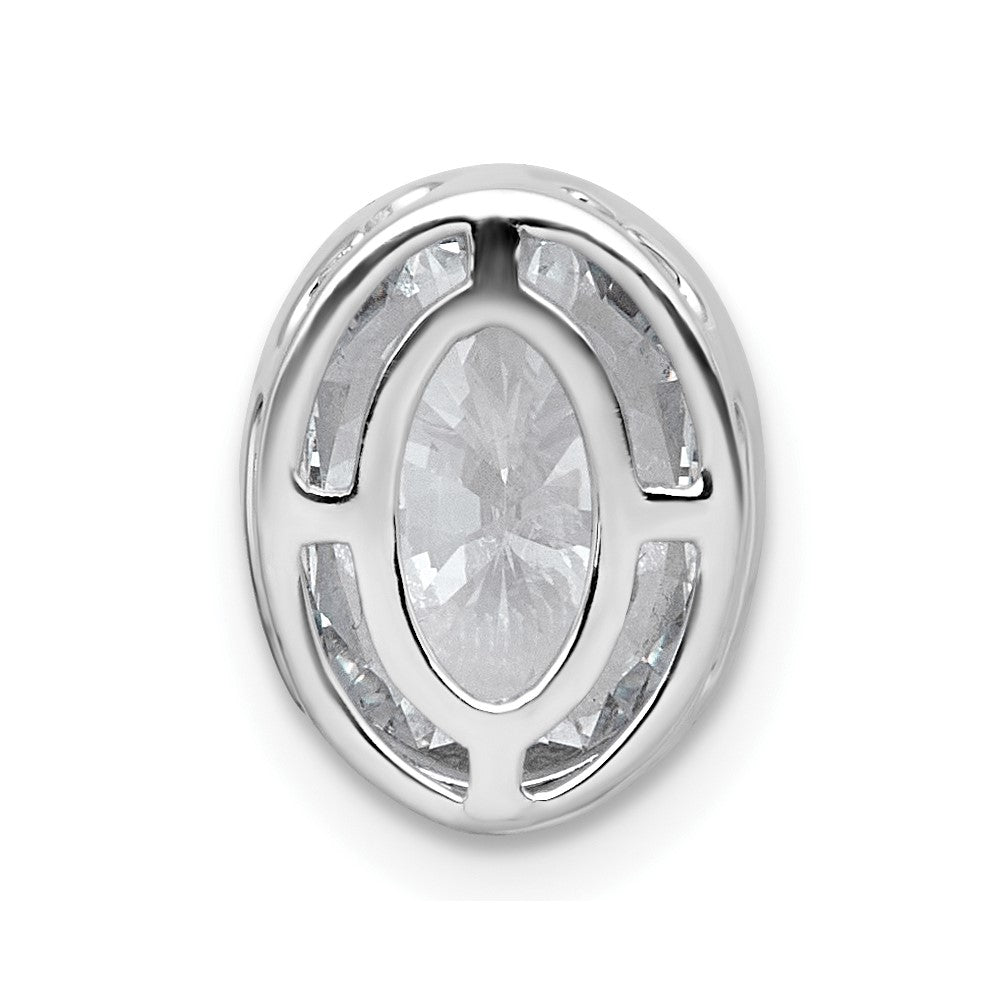14kw 3ct Cert Lab Grown Dia VS+ F+ Oval Comp Bezel Set Chain Slide Pendant
