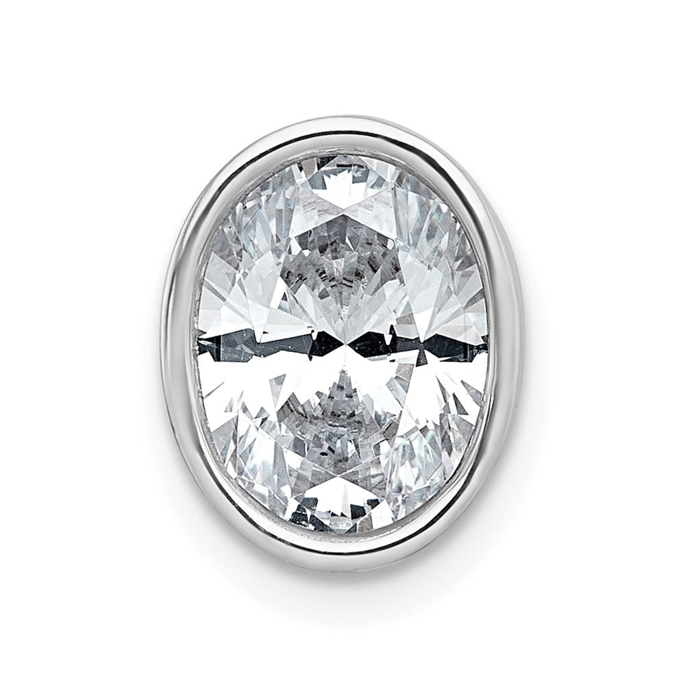 14kw 3ct Cert Lab Grown Dia VS+ F+ Oval Comp Bezel Set Chain Slide Pendant