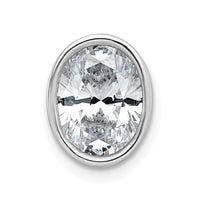 14kw 3ct Cert Lab Grown Dia VS+ F+ Oval Comp Bezel Set Chain Slide Pendant
