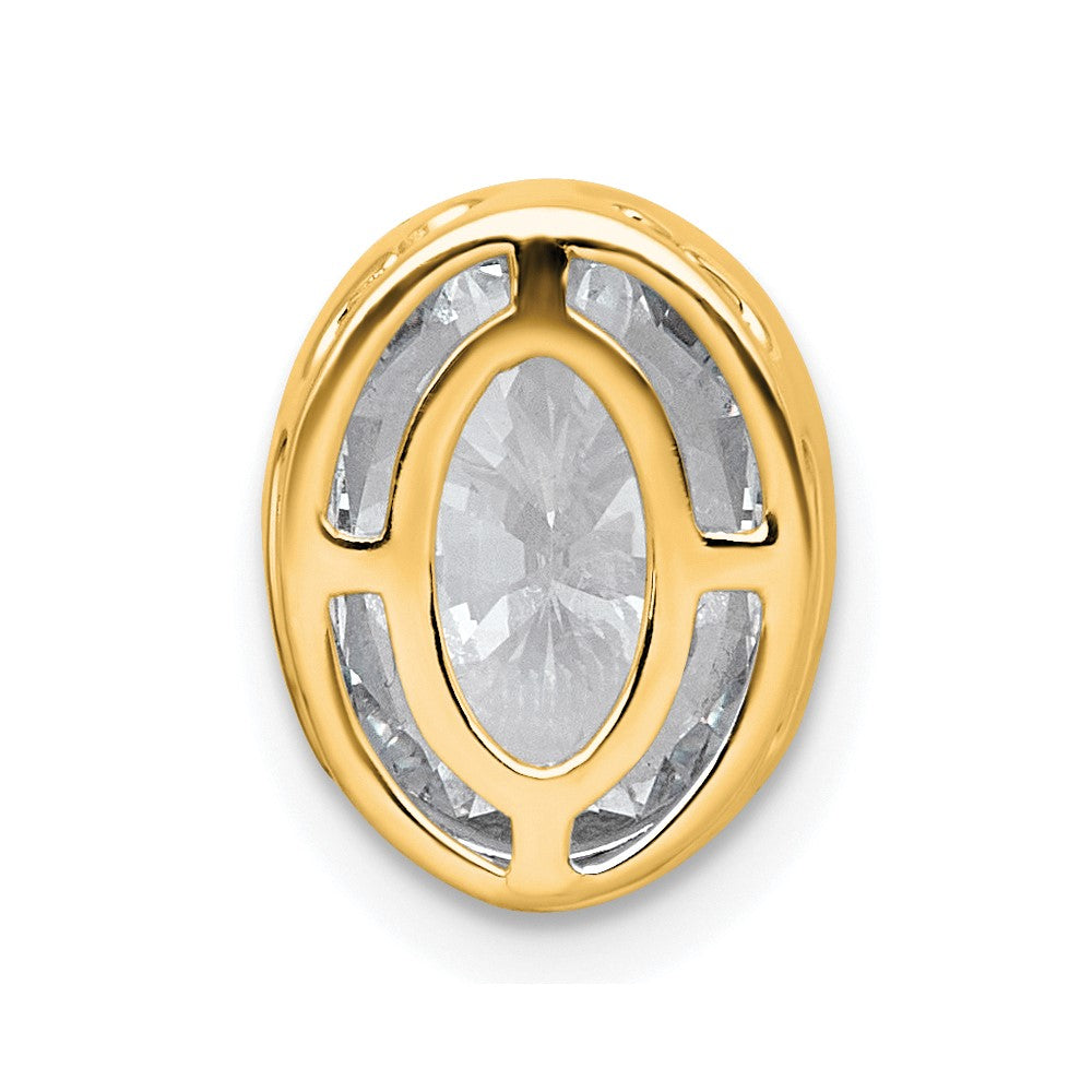 14k 3ct Lab Grown Dia VS+ F+ Oval Comp Bezel Set Chain Slide Pendant