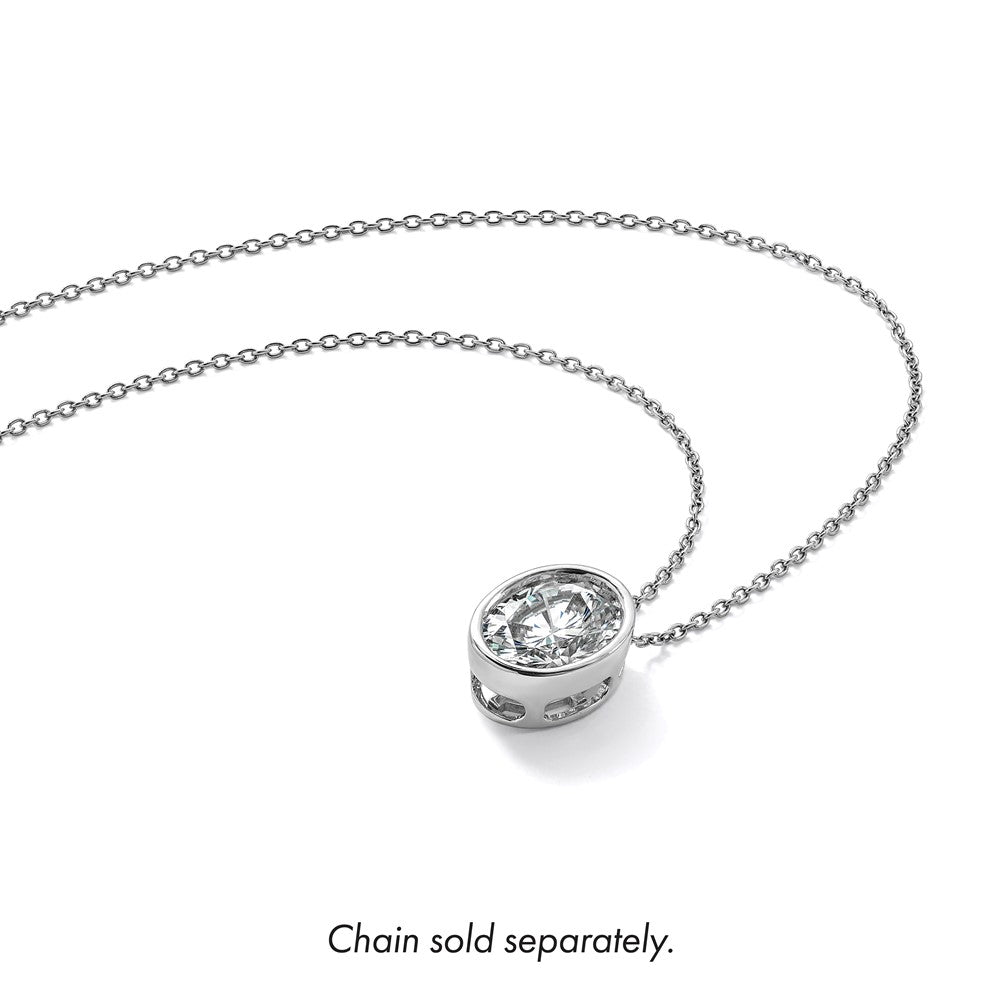 14kw 3ct Cert Lab Grown Dia VS+ F+ Oval Comp Bezel Set Chain Slide Pendant