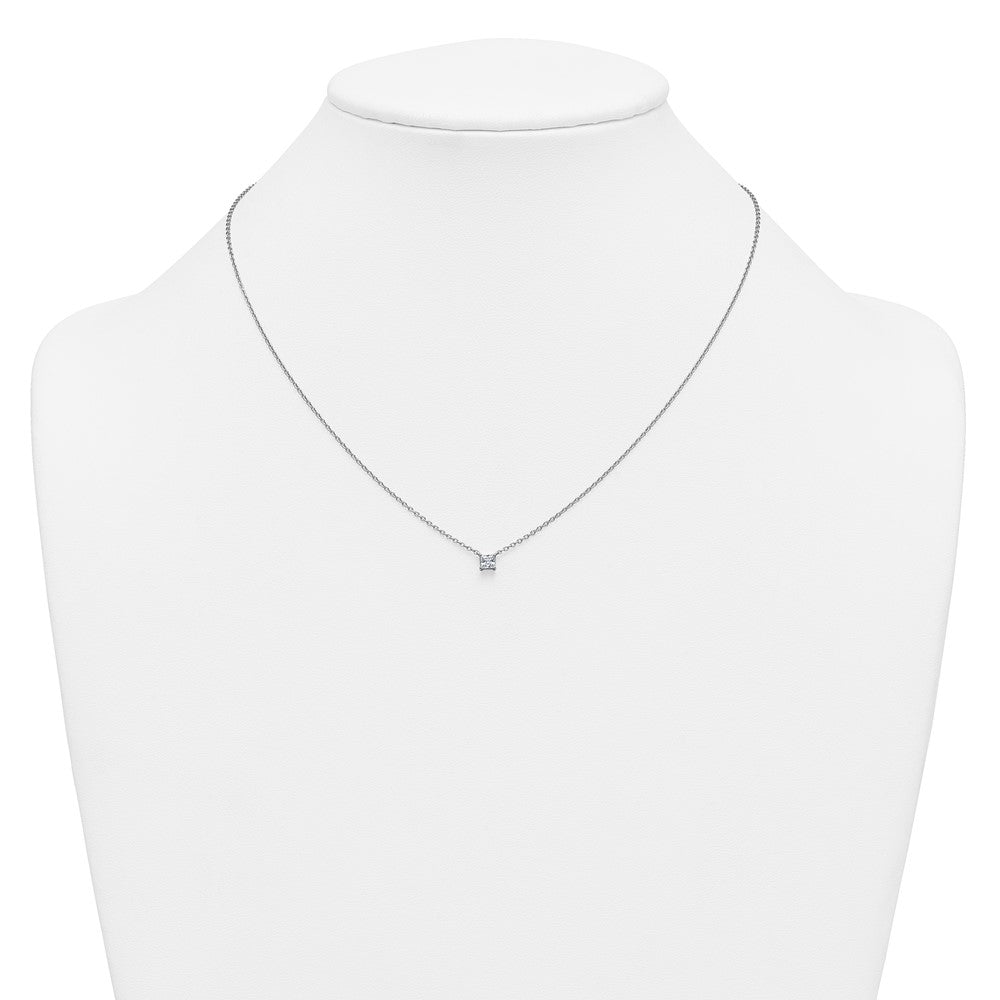 14kw 1/4ct Lab Grown Dia VS+ F+ Princess Comp 18in Pendant Necklace