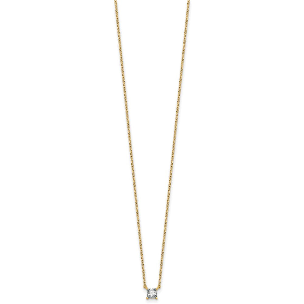 14k 1/4ct Lab Grown Dia VS+ F+ Princess Comp 18in Pendant Necklace