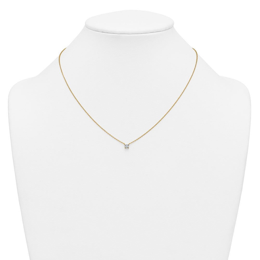 14k 1/4ct Lab Grown Dia VS+ F+ Princess Comp 18in Pendant Necklace
