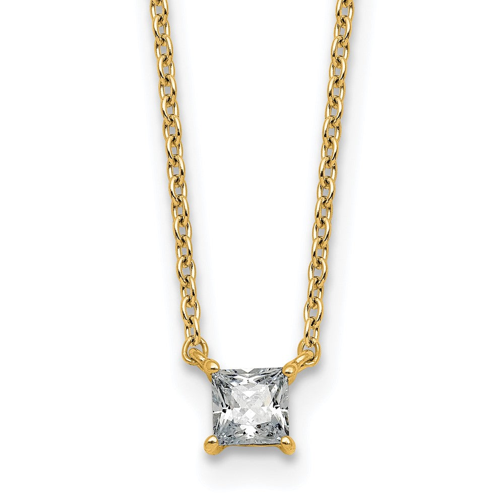 14k 1/4ct Lab Grown Dia VS+ F+ Princess Comp 18in Pendant Necklace